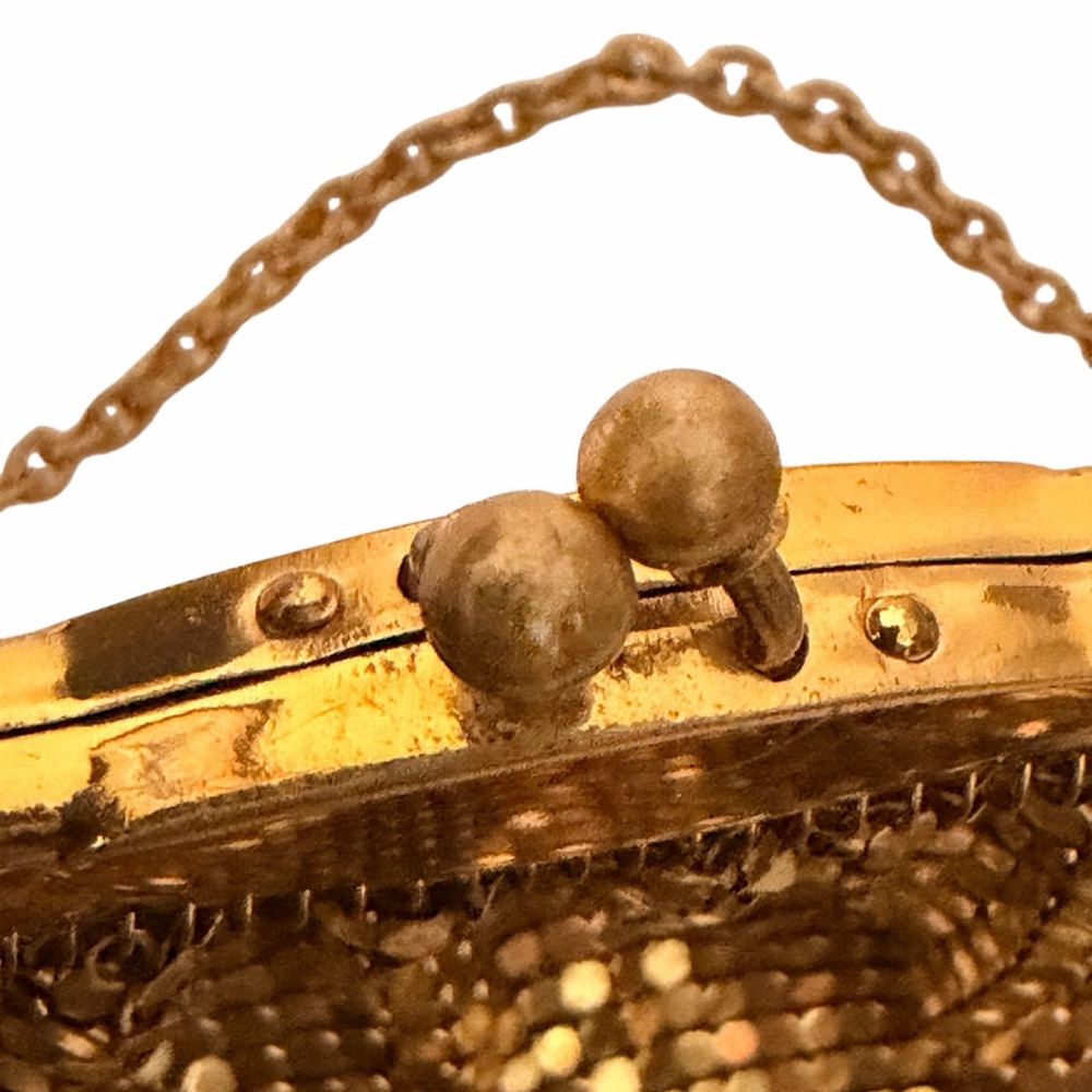 Vintage Whiting & Davis Bag Womens Mini Gold Mesh Chain Kiss Lock Made USA - Picture 4 of 10